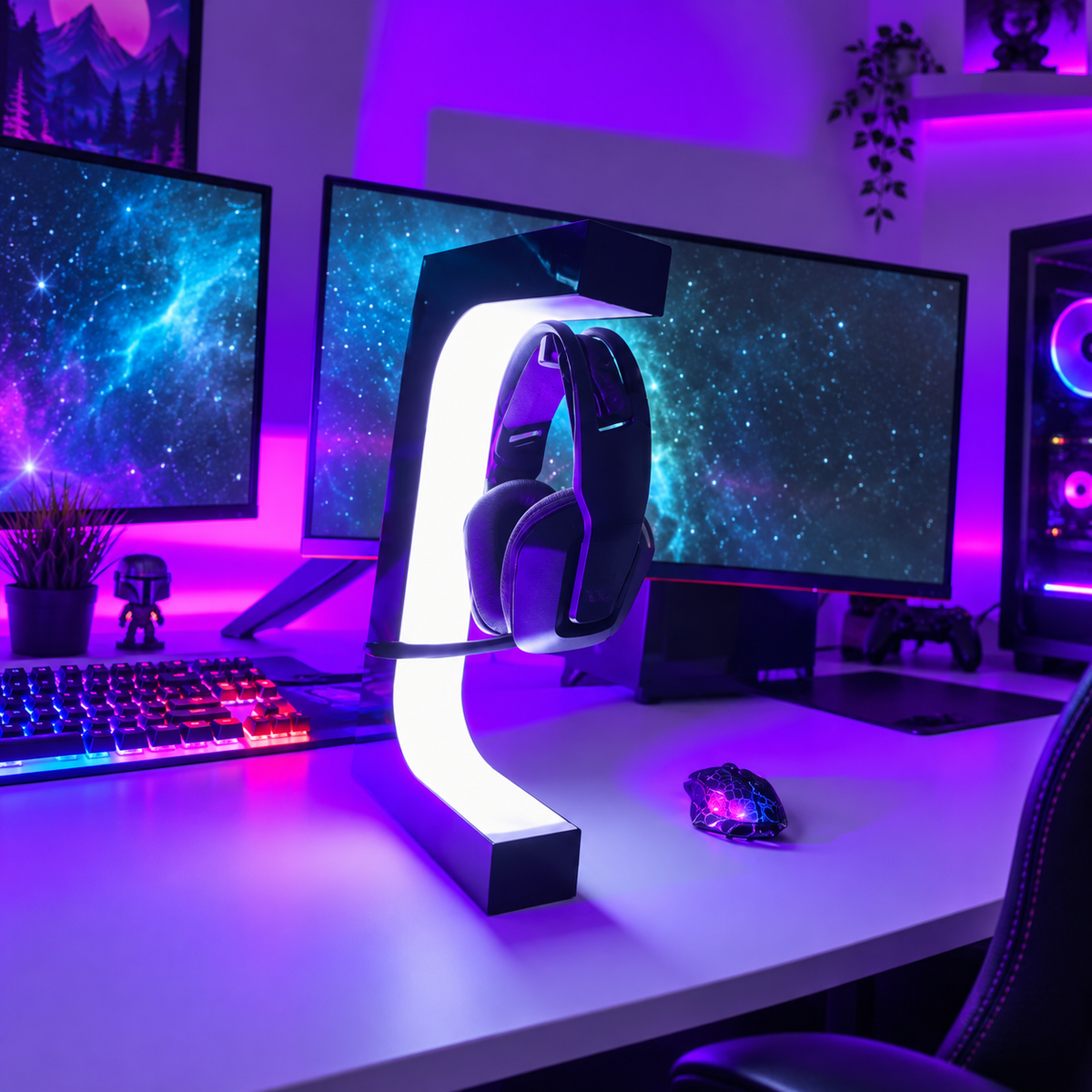 Magnetic Levitation Headset Stand with RGB Lighting - Playheroes